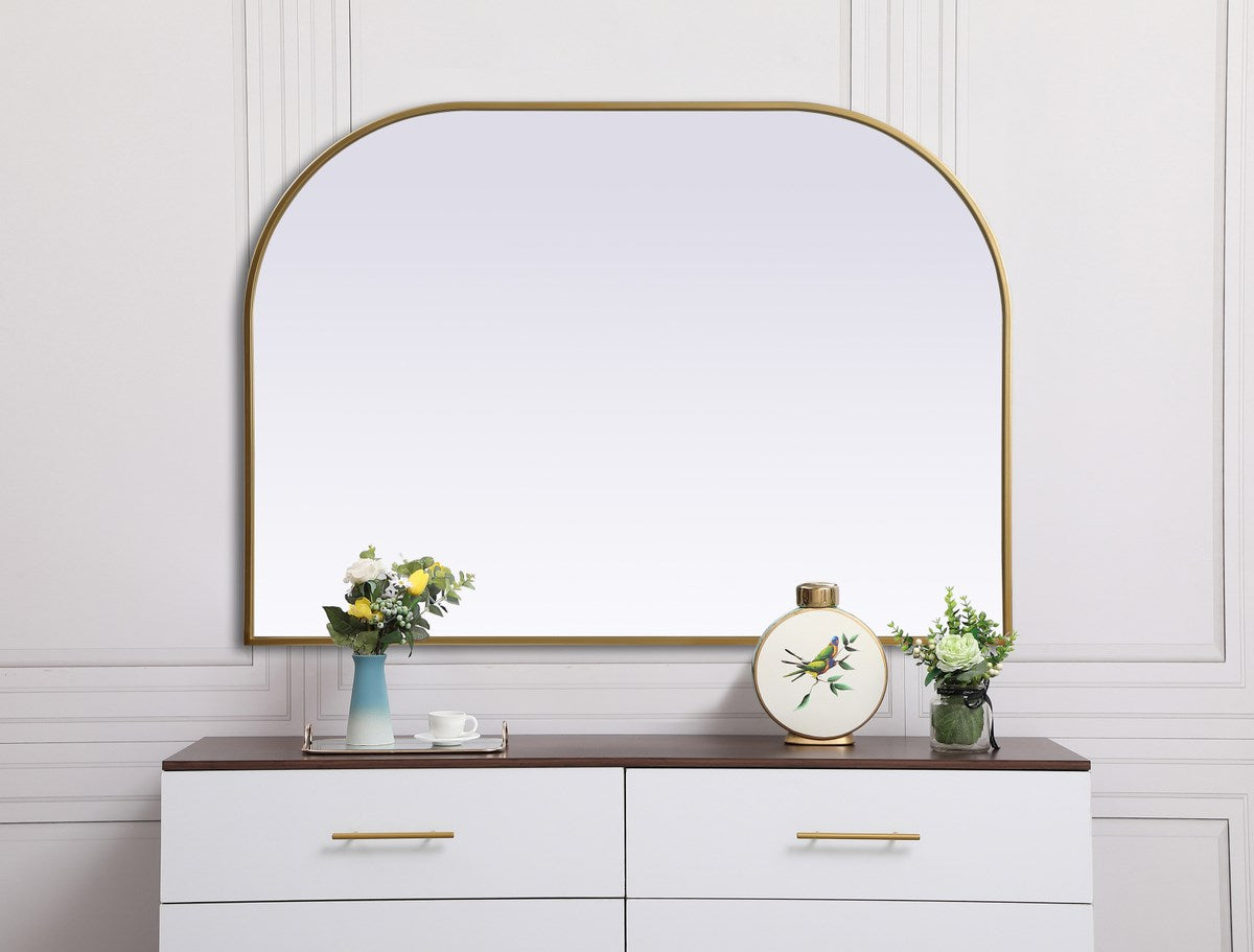 Metal Frame Arch Mirror 42X30 Inch In Brass