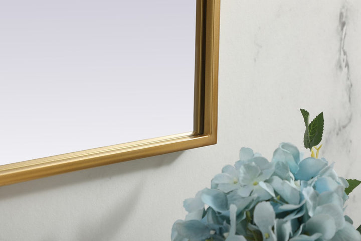 Metal Frame Arch Mirror 42X30 Inch In Brass