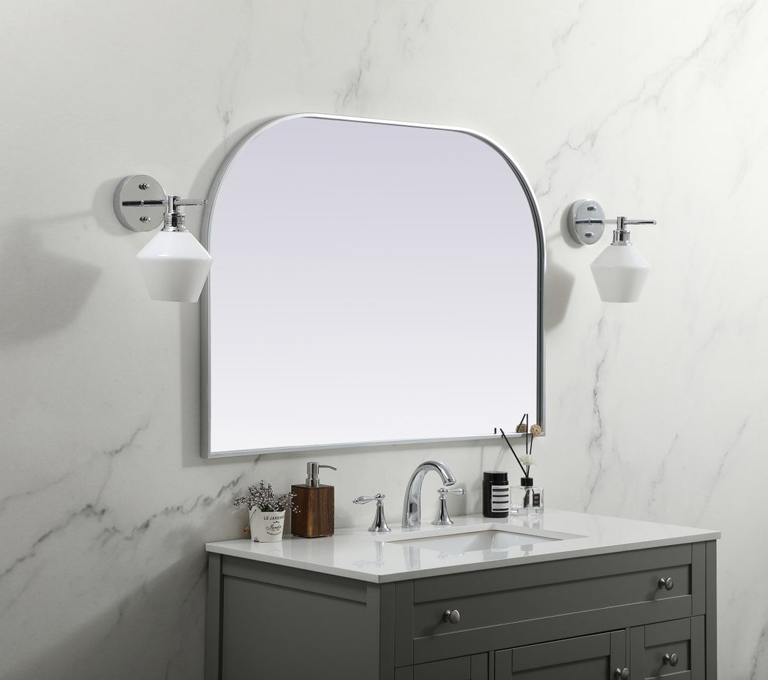 Metal Frame Arch Mirror 42X30 Inch In Silver