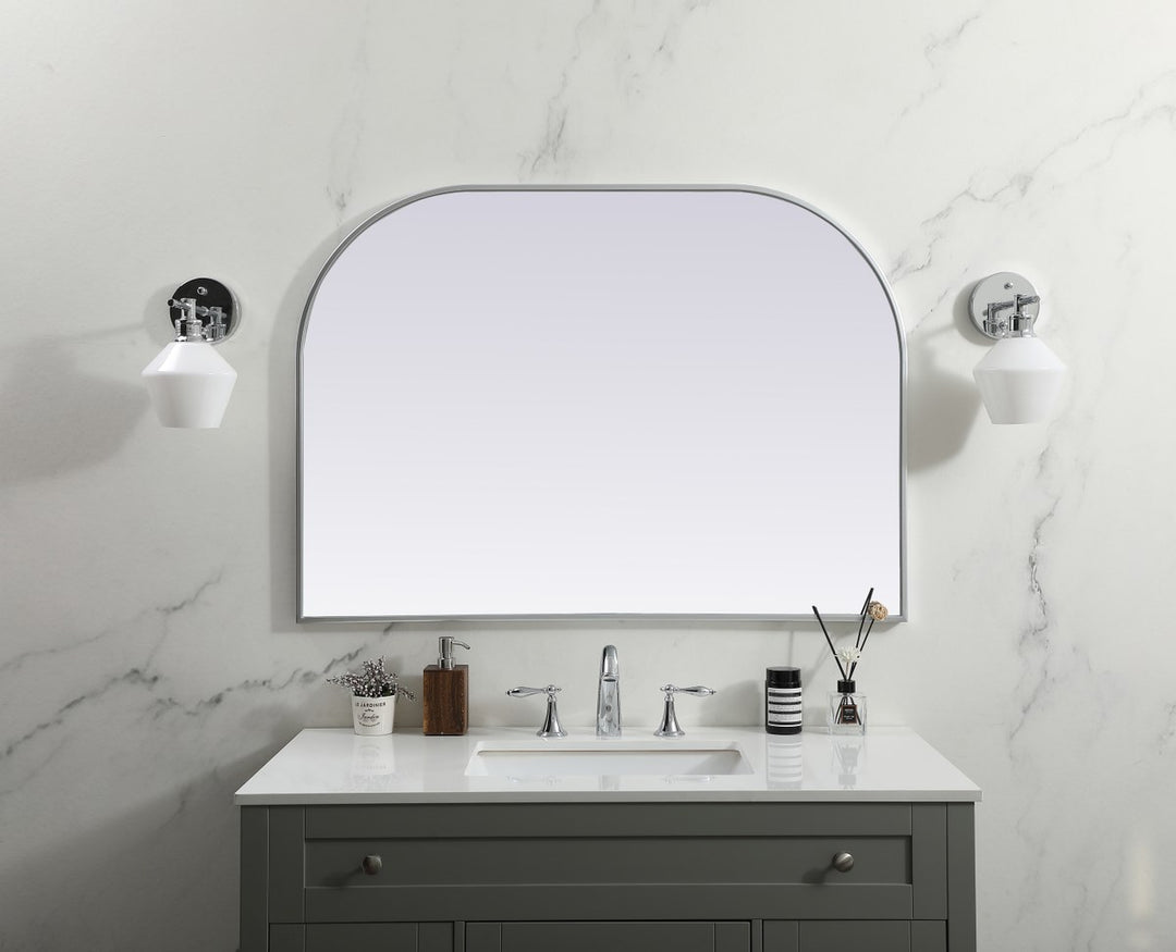 Metal Frame Arch Mirror 42X30 Inch In Silver