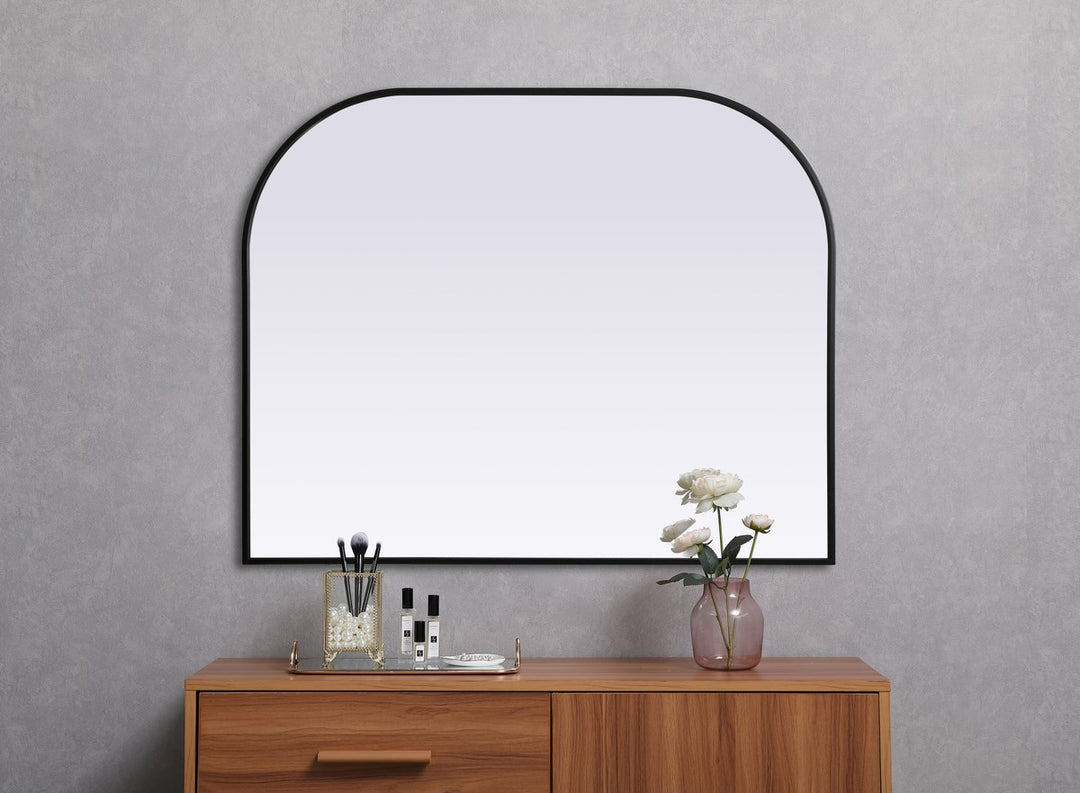 Metal Frame Arch Mirror 42X34 Inch In Black