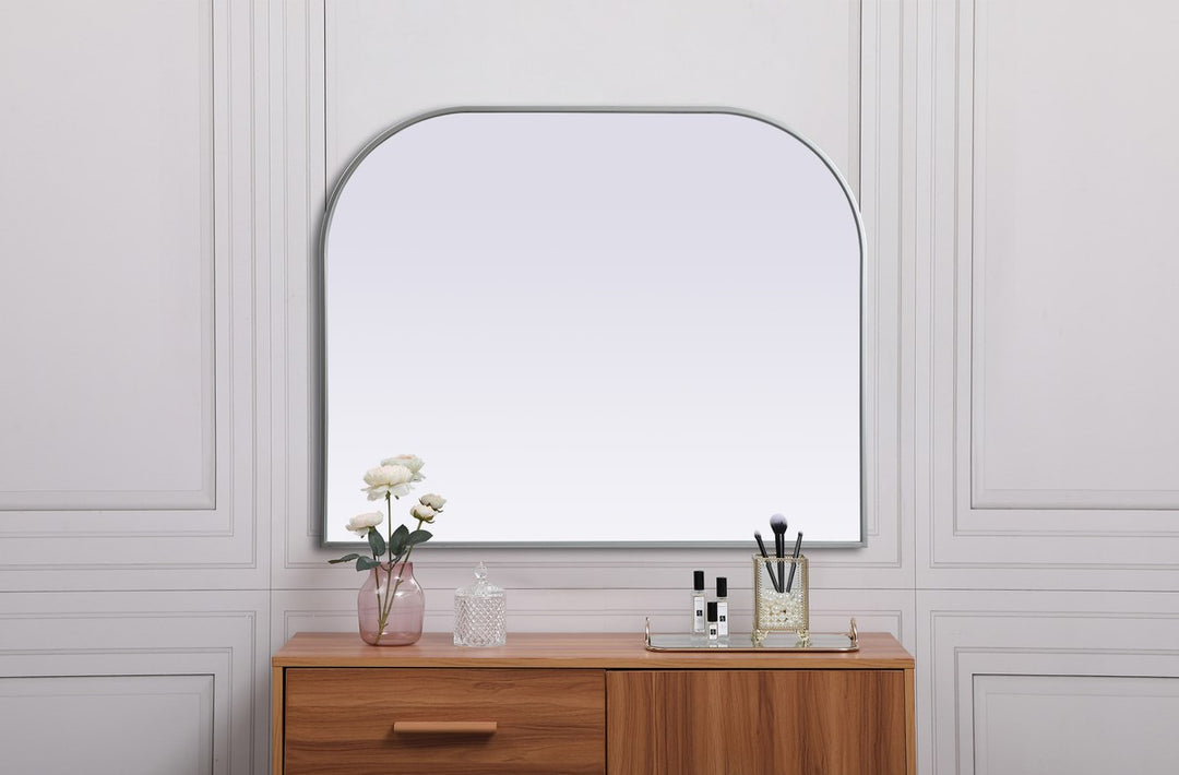 Metal Frame Arch Mirror 42X34 Inch In Silver