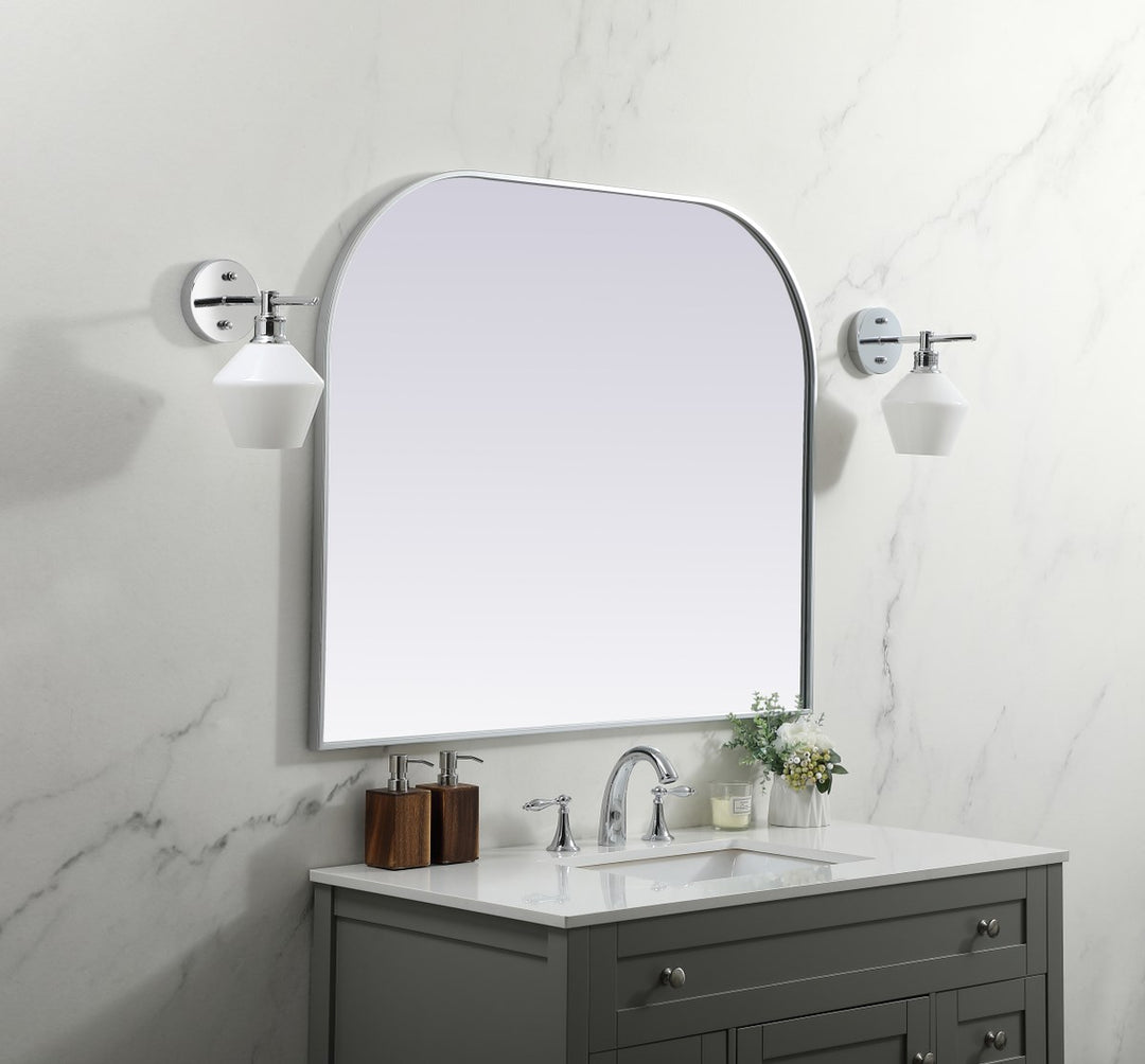 Metal Frame Arch Mirror 42X34 Inch In Silver
