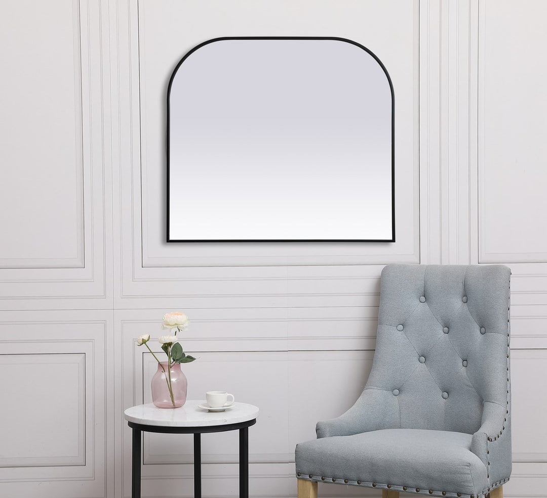 Metal Frame Arch Mirror 42X38 Inch In Black