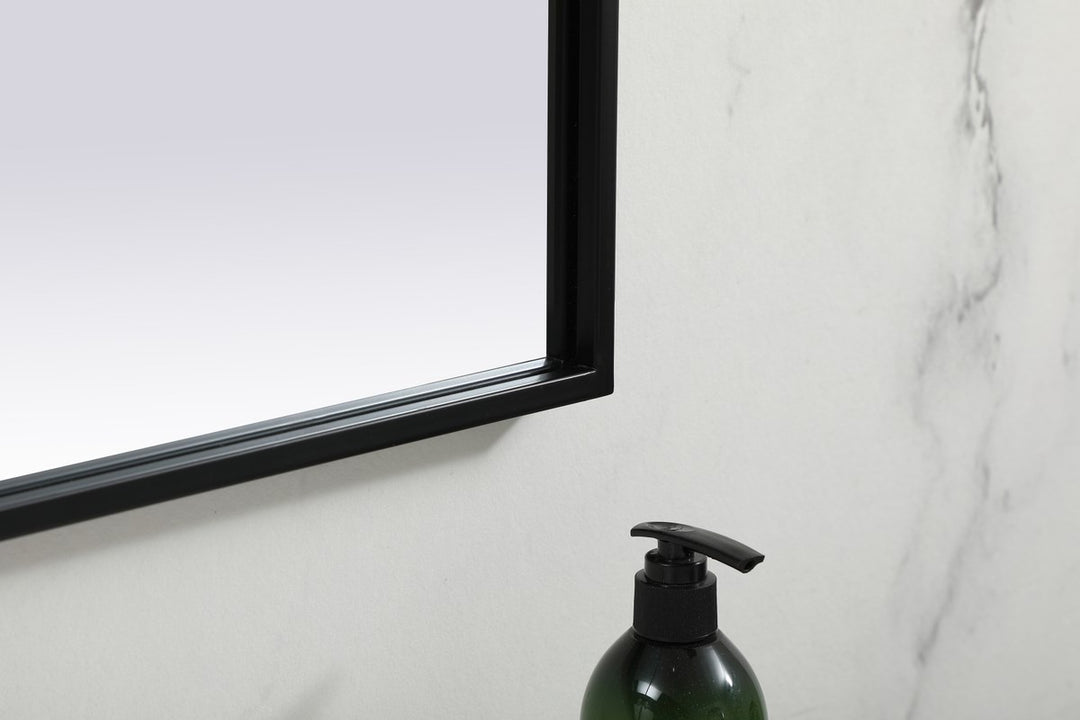 Metal Frame Arch Mirror 42X38 Inch In Black
