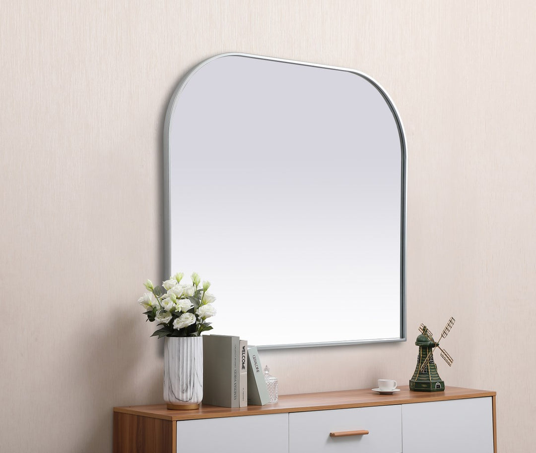 Metal Frame Arch Mirror 42X38 Inch In Silver