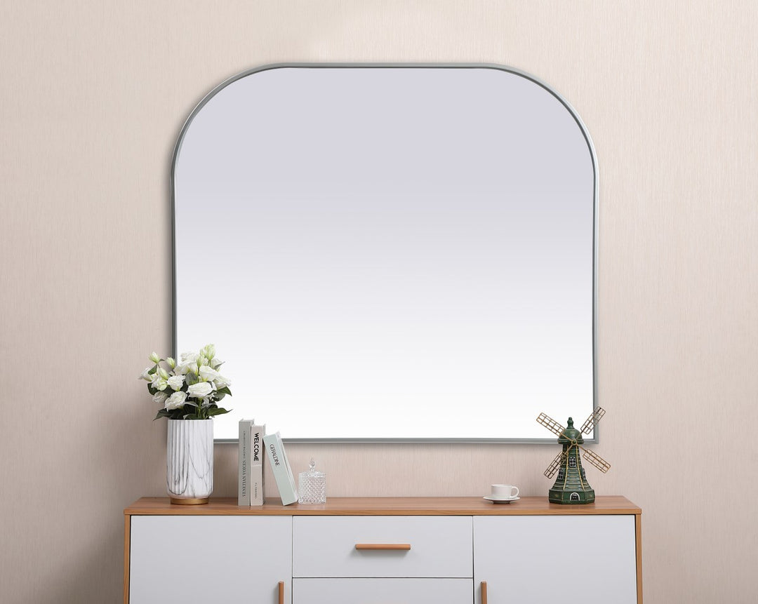 Metal Frame Arch Mirror 42X38 Inch In Silver