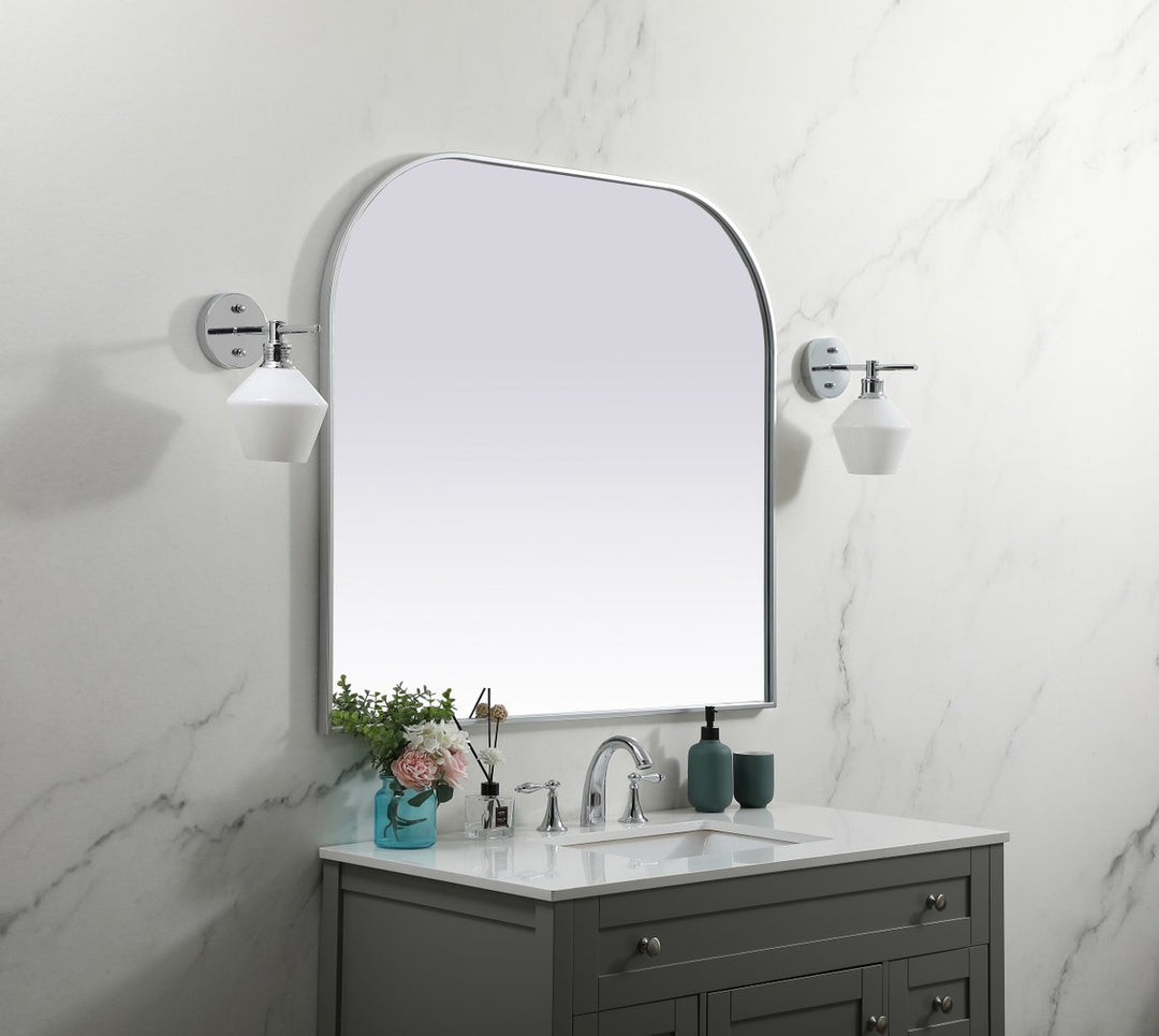Metal Frame Arch Mirror 42X38 Inch In Silver