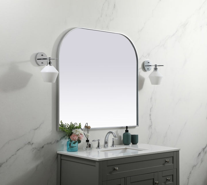 Metal Frame Arch Mirror 42X38 Inch In Silver