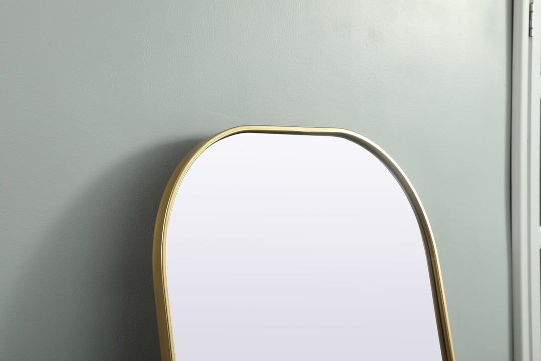 Metal Frame Arch Full Length Mirror 28X74 Inch In Brass