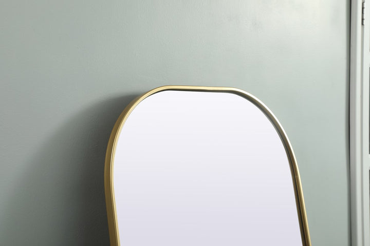 Metal Frame Arch Full Length Mirror 28X74 Inch In Brass