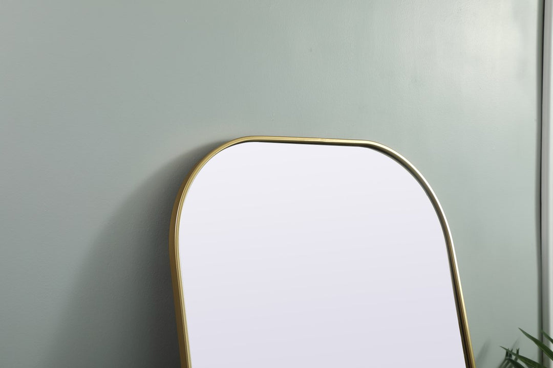 Metal Frame Arch Full Length Mirror 32X76 Inch In Brass