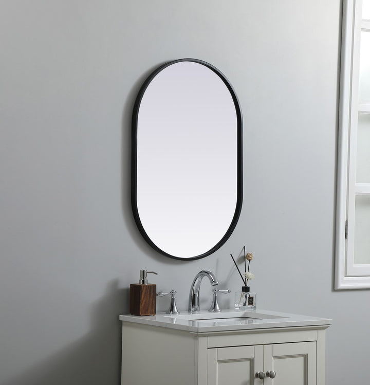 Metal Frame Oval Mirror 20X30 Inch In Black