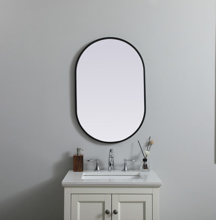 Metal Frame Oval Mirror 20X30 Inch In Black