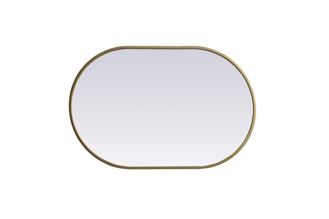 Metal Frame Oval Mirror 20X30 Inch In Brass