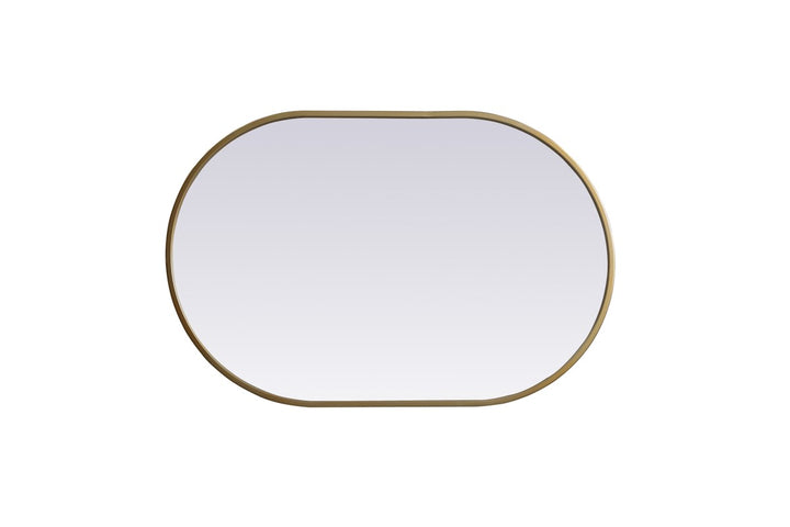 Metal Frame Oval Mirror 20X30 Inch In Brass