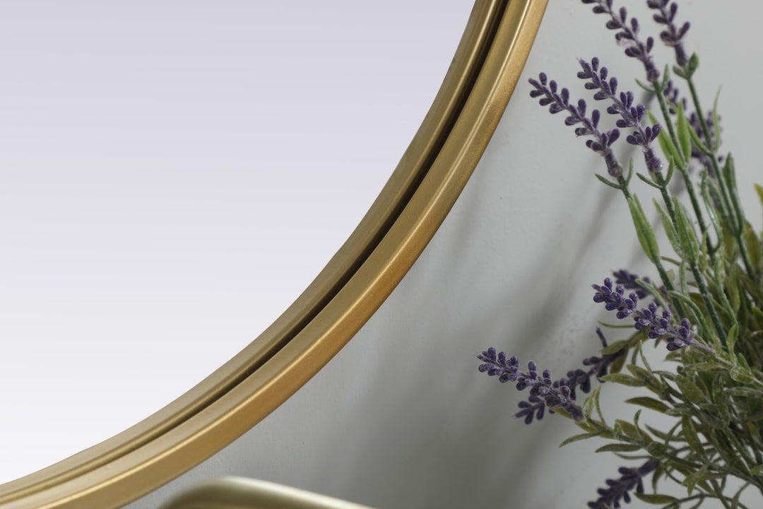 Metal Frame Oval Mirror 20X30 Inch In Brass