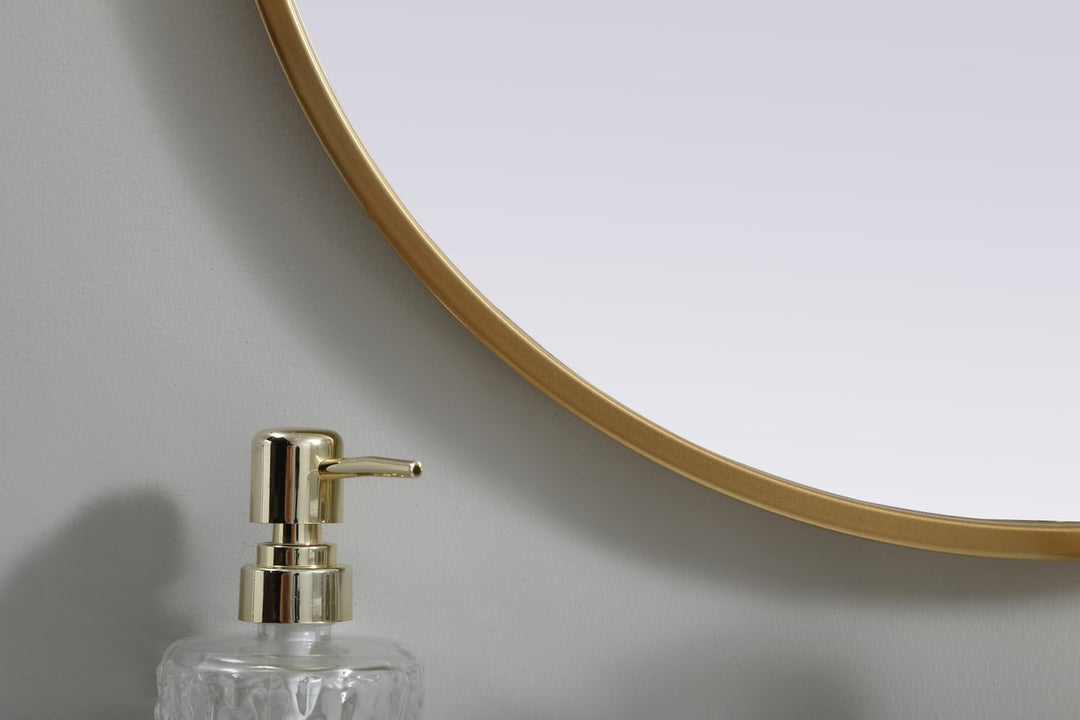 Metal Frame Oval Mirror 20X30 Inch In Brass