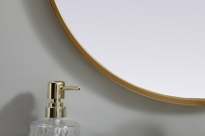 Metal Frame Oval Mirror 20X30 Inch In Brass