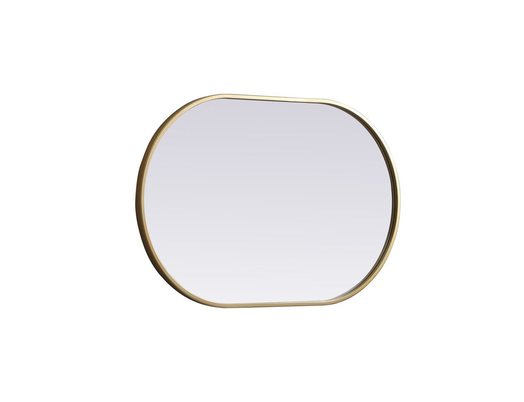 Metal Frame Oval Mirror 20X30 Inch In Brass