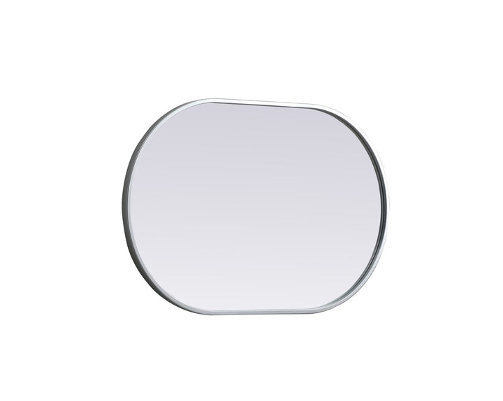 Metal Frame Oval Mirror 20X30 Inch In Silver