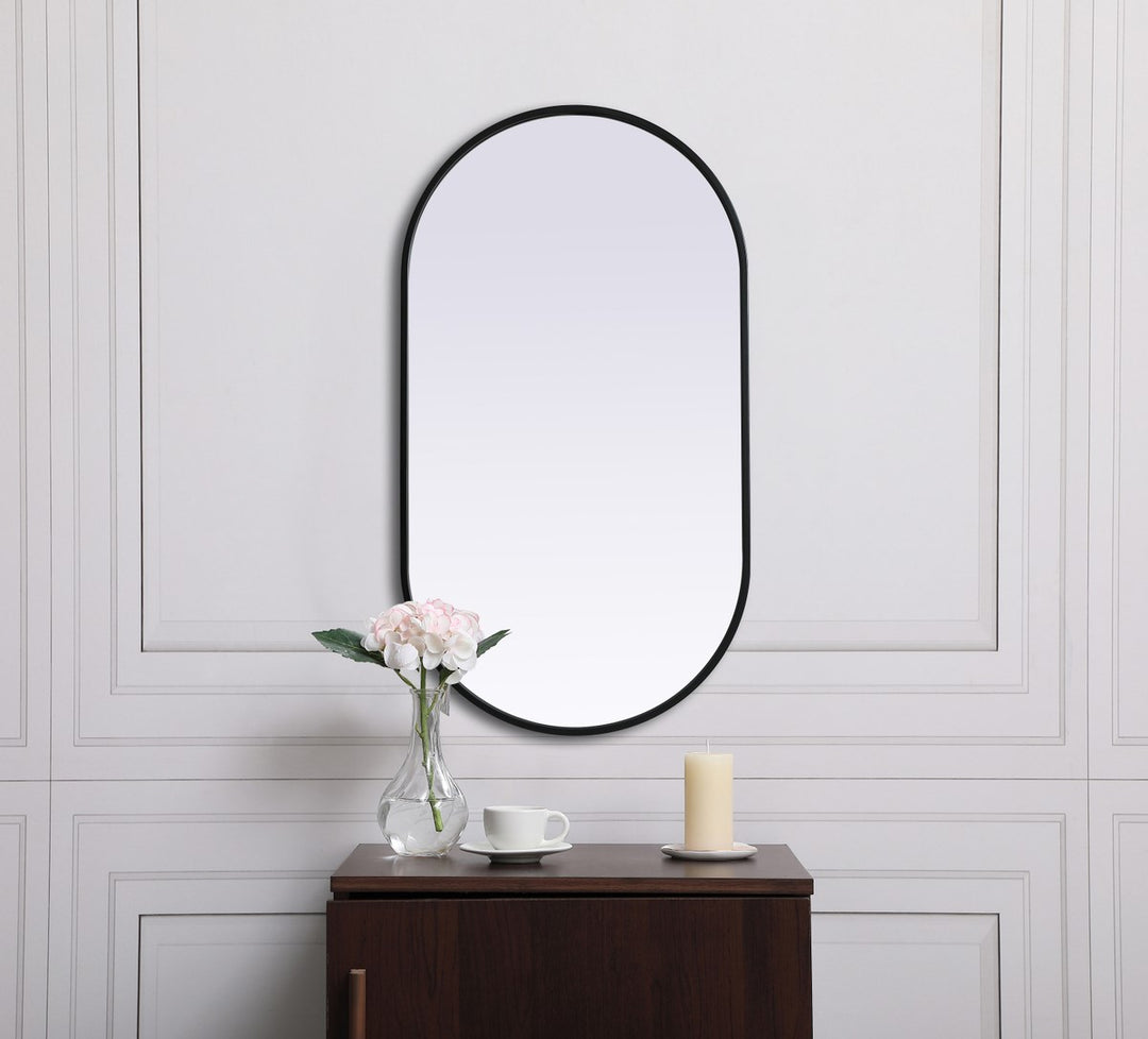 Metal Frame Oval Mirror 20X36 Inch In Black