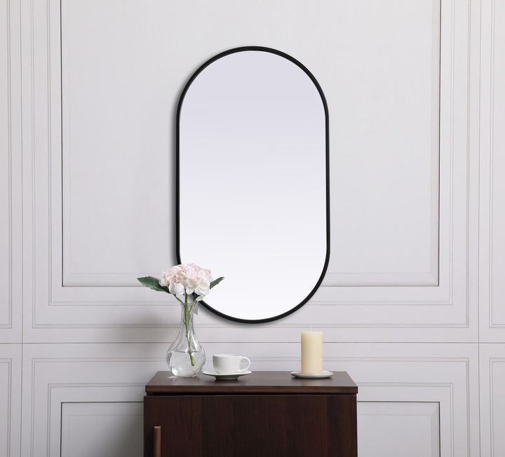 Metal Frame Oval Mirror 20X36 Inch In Black