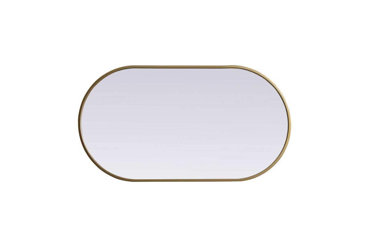 Metal Frame Oval Mirror 20X36 Inch In Brass