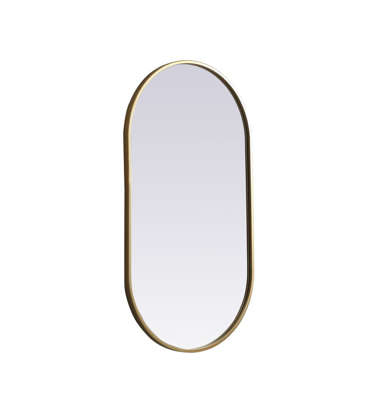 Metal Frame Oval Mirror 20X36 Inch In Brass