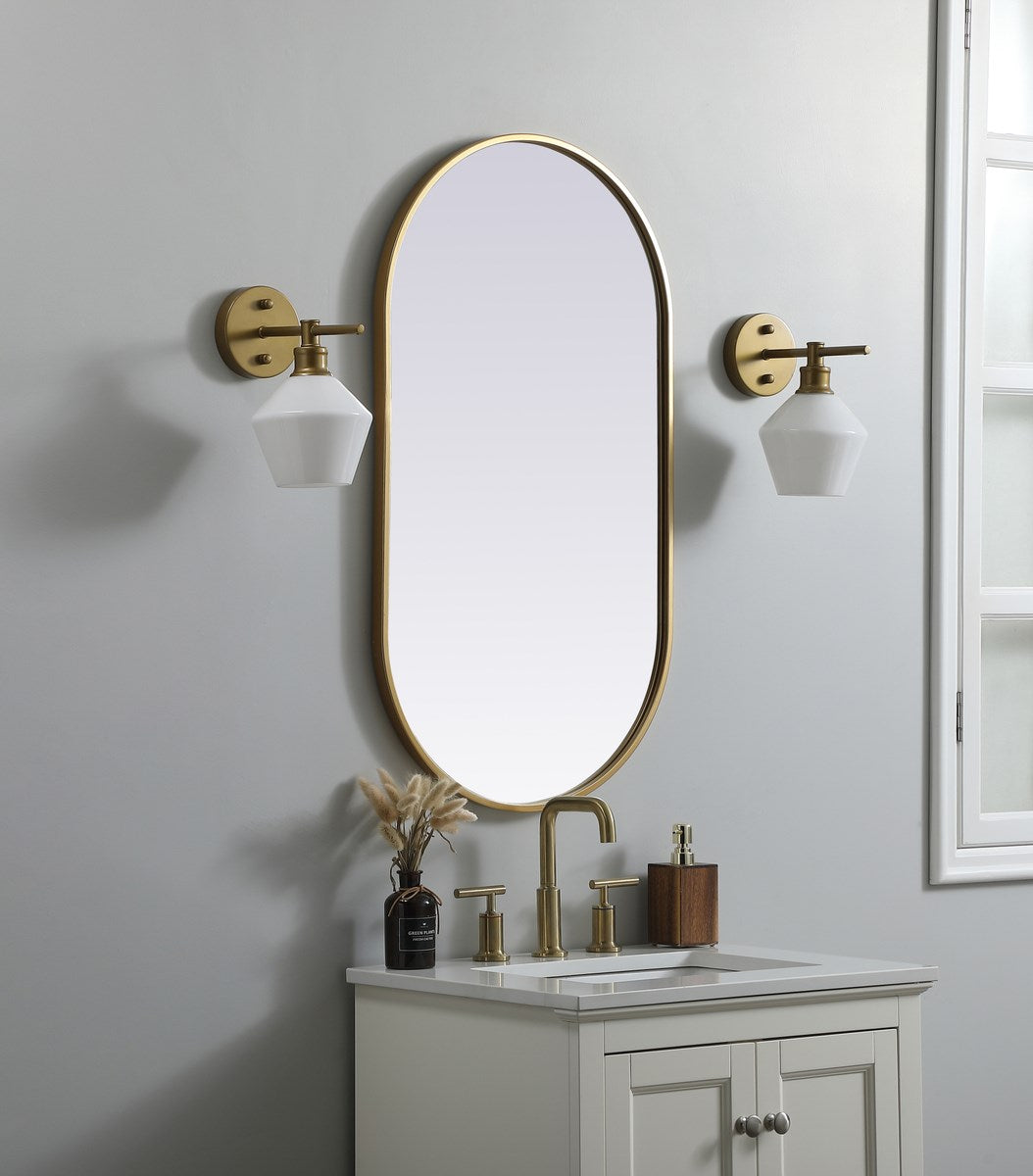 Metal Frame Oval Mirror 20X36 Inch In Brass