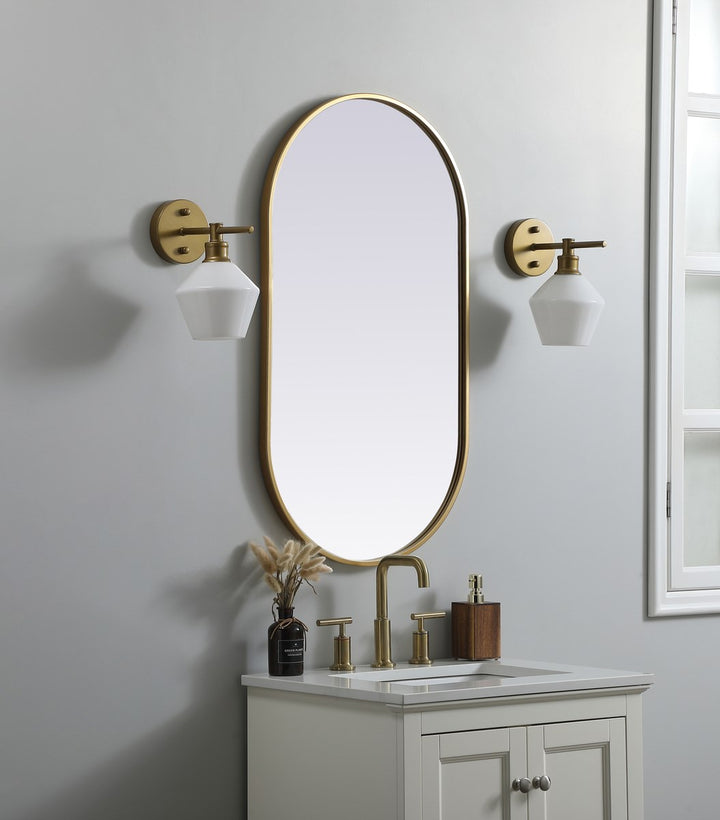 Metal Frame Oval Mirror 20X36 Inch In Brass