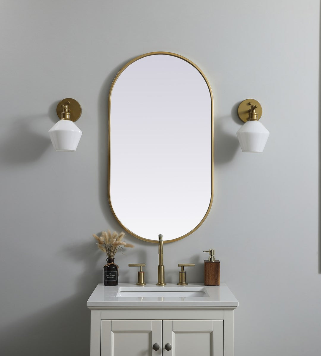Metal Frame Oval Mirror 20X36 Inch In Brass