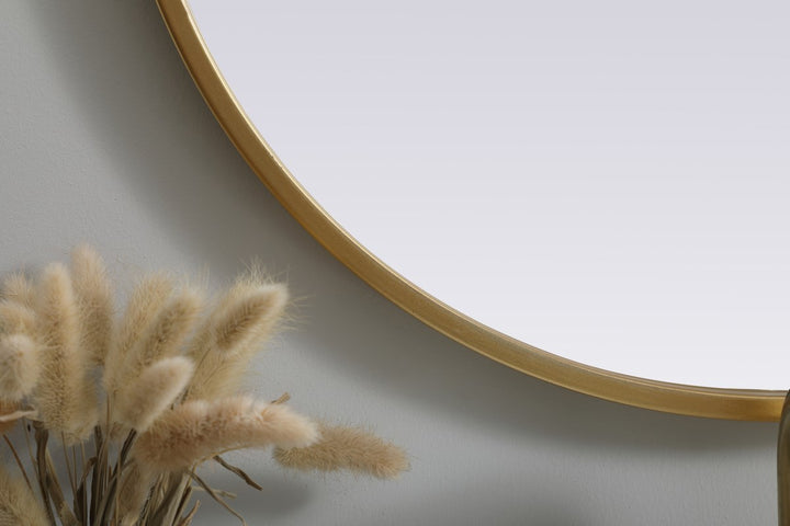 Metal Frame Oval Mirror 20X36 Inch In Brass