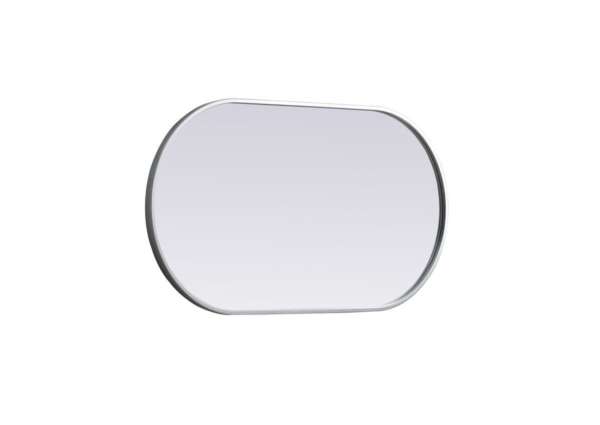 Metal Frame Oval Mirror 20X36 Inch In Silver