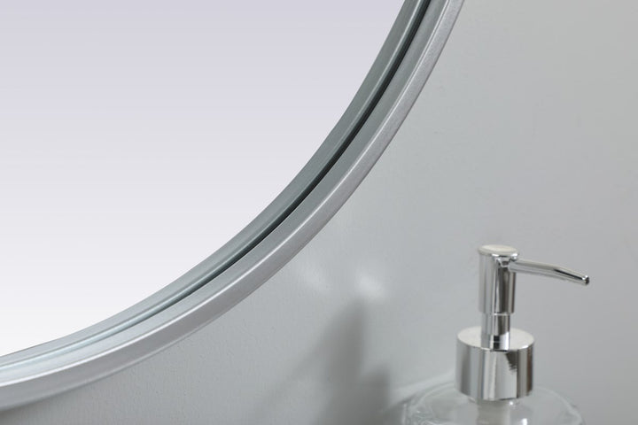 Metal Frame Oval Mirror 20X36 Inch In Silver