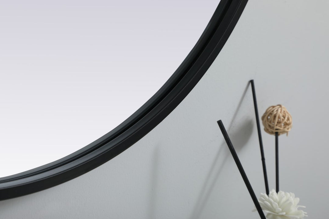 Metal Frame Oval Mirror 24X30 Inch In Black