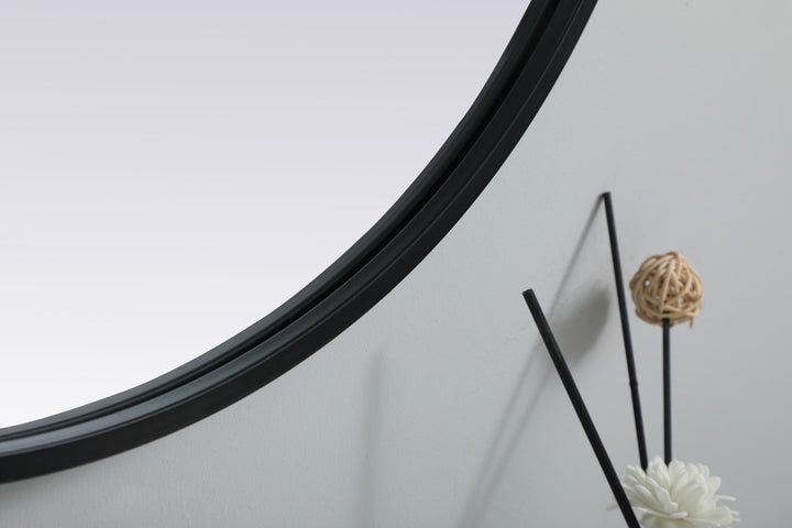 Metal Frame Oval Mirror 24X30 Inch In Black
