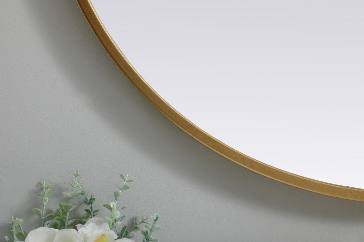 Metal Frame Oval Mirror 24X30 Inch In Brass