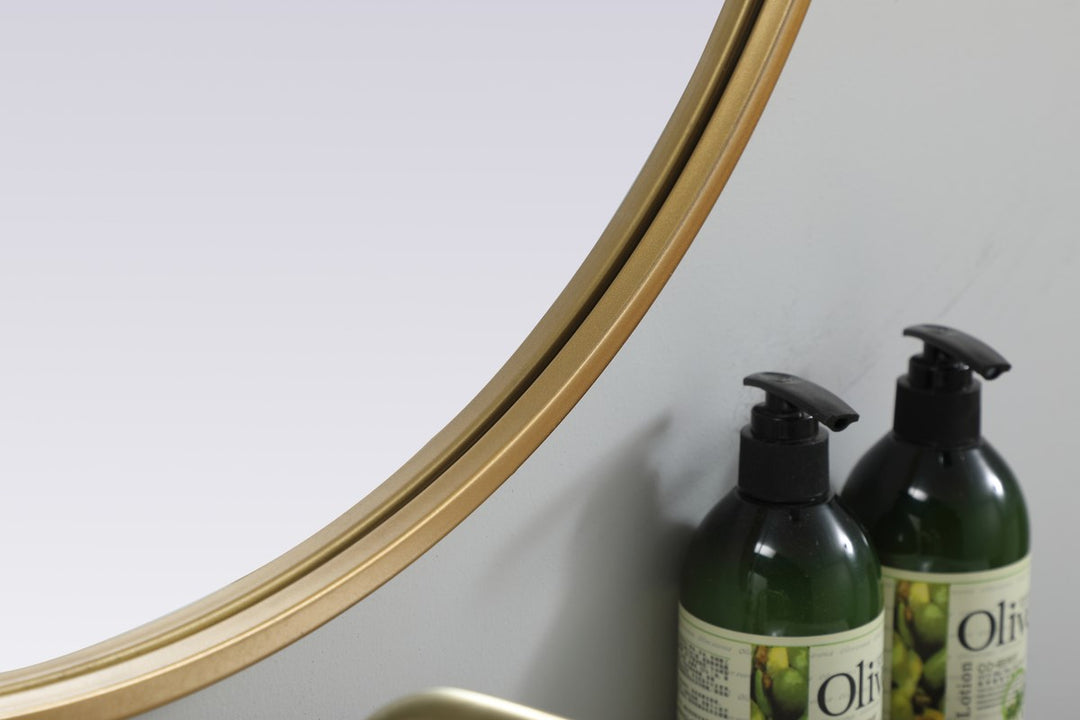 Metal Frame Oval Mirror 24X30 Inch In Brass