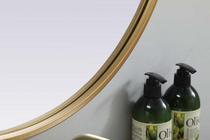 Metal Frame Oval Mirror 24X30 Inch In Brass