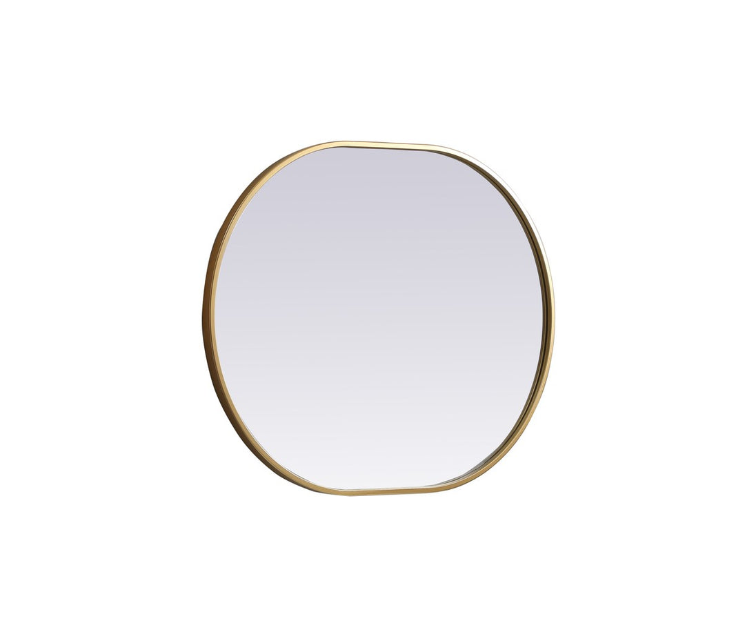 Metal Frame Oval Mirror 24X30 Inch In Brass