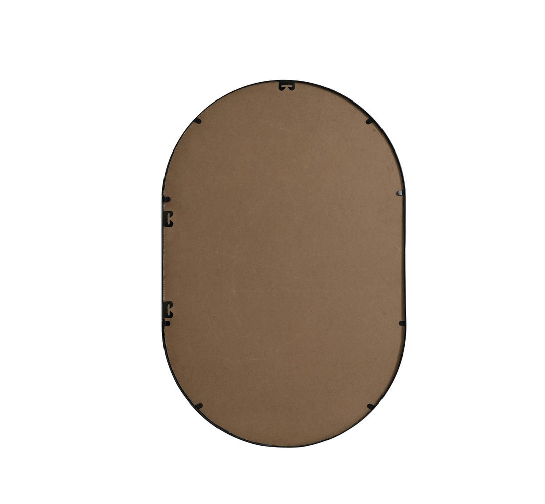 Metal Frame Oval Mirror 24X36 Inch In Black