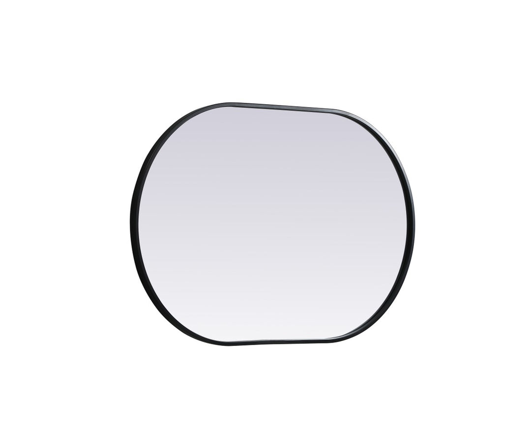Metal Frame Oval Mirror 24X36 Inch In Black