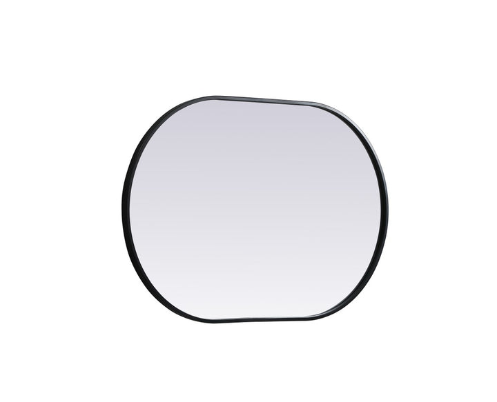 Metal Frame Oval Mirror 24X36 Inch In Black
