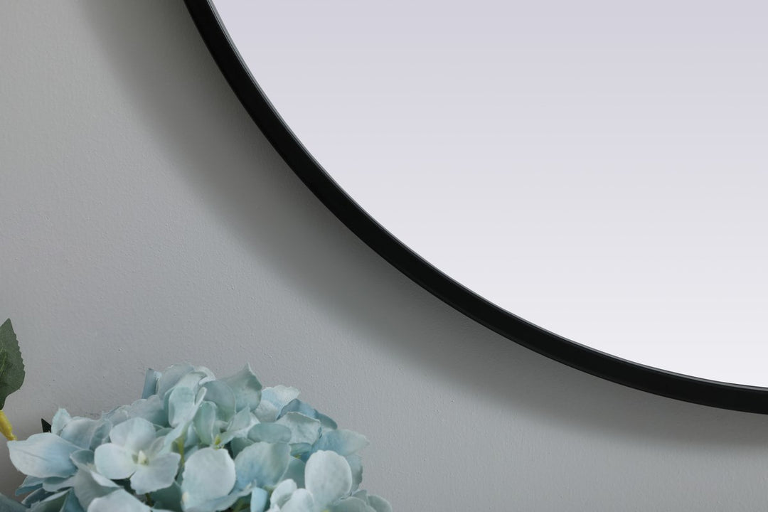 Metal Frame Oval Mirror 24X36 Inch In Black