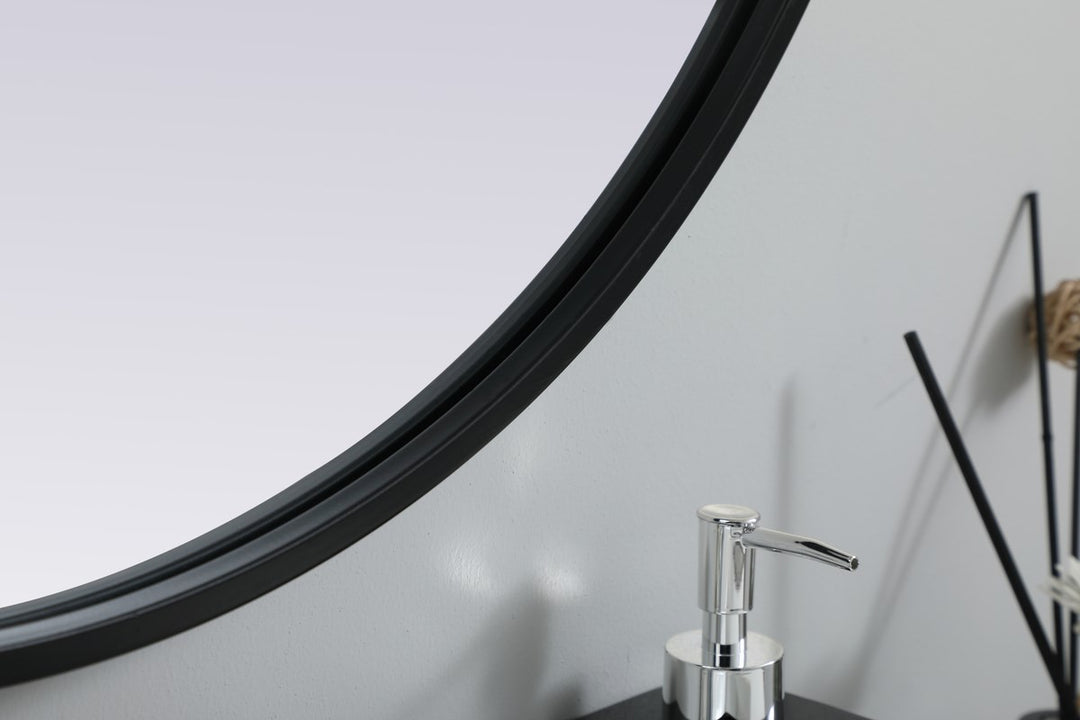 Metal Frame Oval Mirror 24X36 Inch In Black