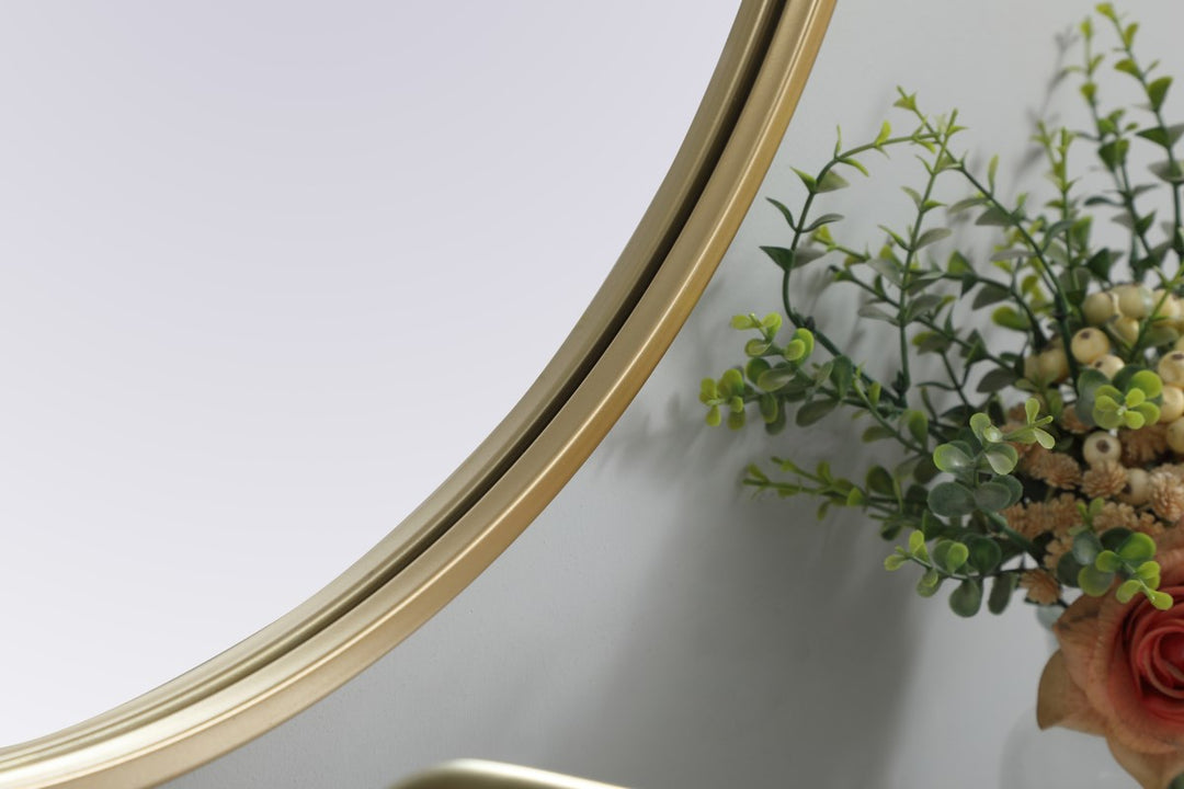 Metal Frame Oval Mirror 24X36 Inch In Brass