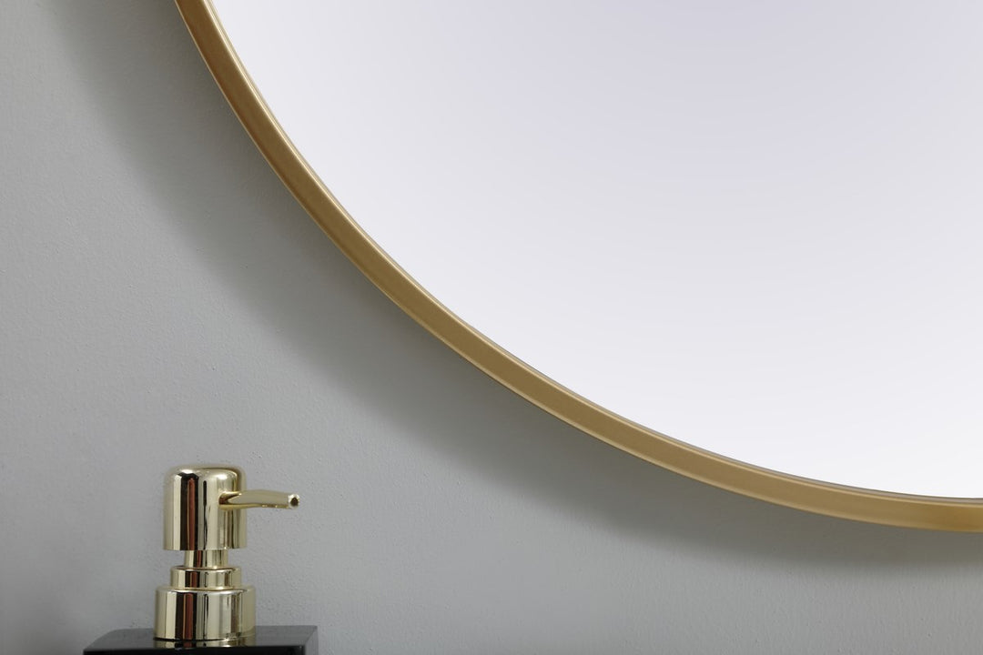 Metal Frame Oval Mirror 24X36 Inch In Brass