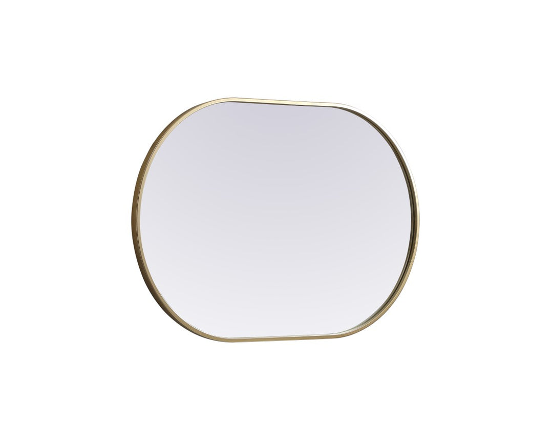 Metal Frame Oval Mirror 24X36 Inch In Brass