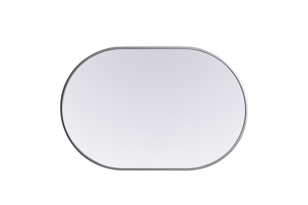 Metal Frame Oval Mirror 24X36 Inch In Silver